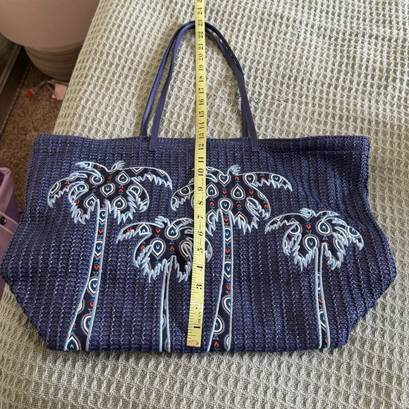Vera Bradley Navy Large Straw Tote - Picture 9 of 9